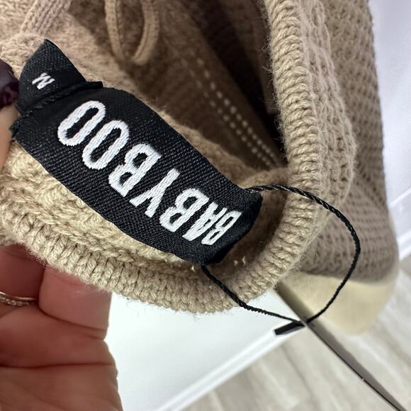 NEW Babyboo Nadine Crochet Maxi Dress Size Medium Beige Khaki Tan - Picture 8 of 10